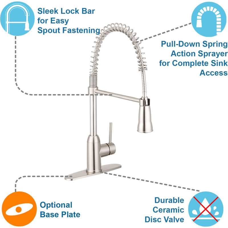 Pacific Bay Rainier Pull Down Kitchen Faucet &amp; Reviews | Wayfair
